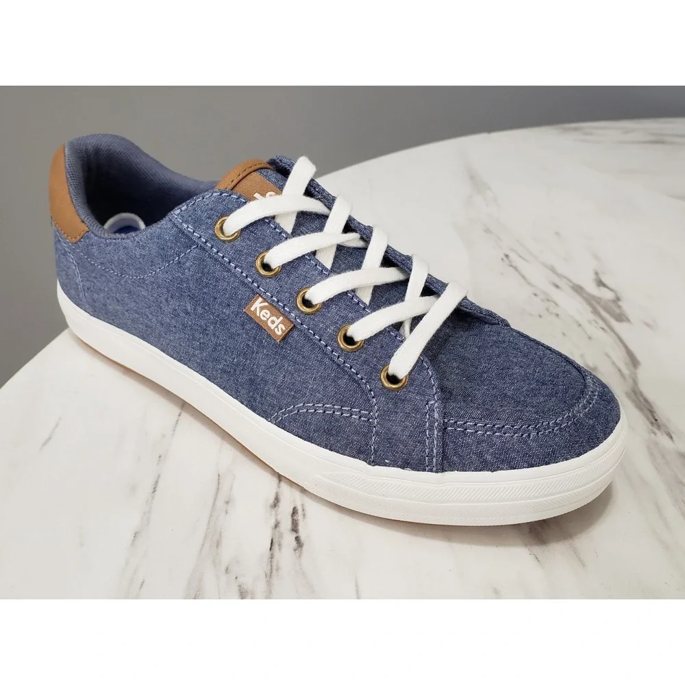 NEW NO BOX SIZE 7 KEDS Chambray Lace-Up Sneaker Boat Shoe Womens Blue